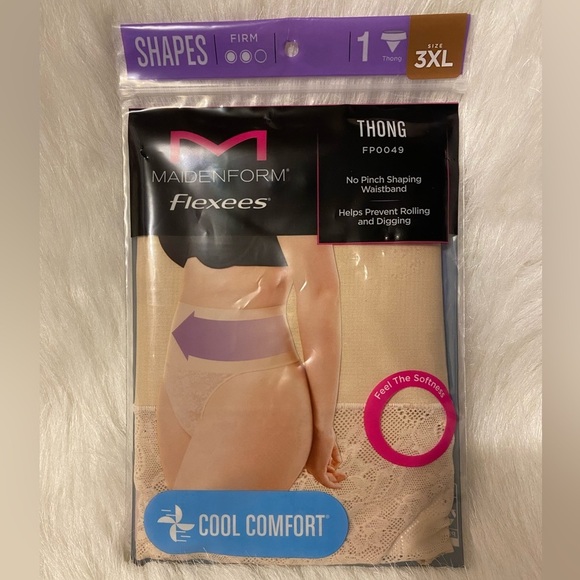 Maidenform Flexees Shapewear Womens Size‎ 3XL Beige Stretchy Thong - Picture 1 of 7